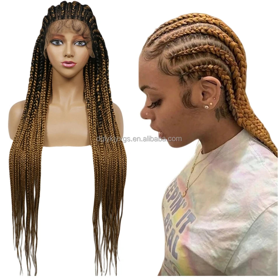 Hot Sales Synthetic Lace Wigs 13x9Inch Lace Front Braided Wigs Braid African With Baby Hair Box Braid Wigs for Women Hair