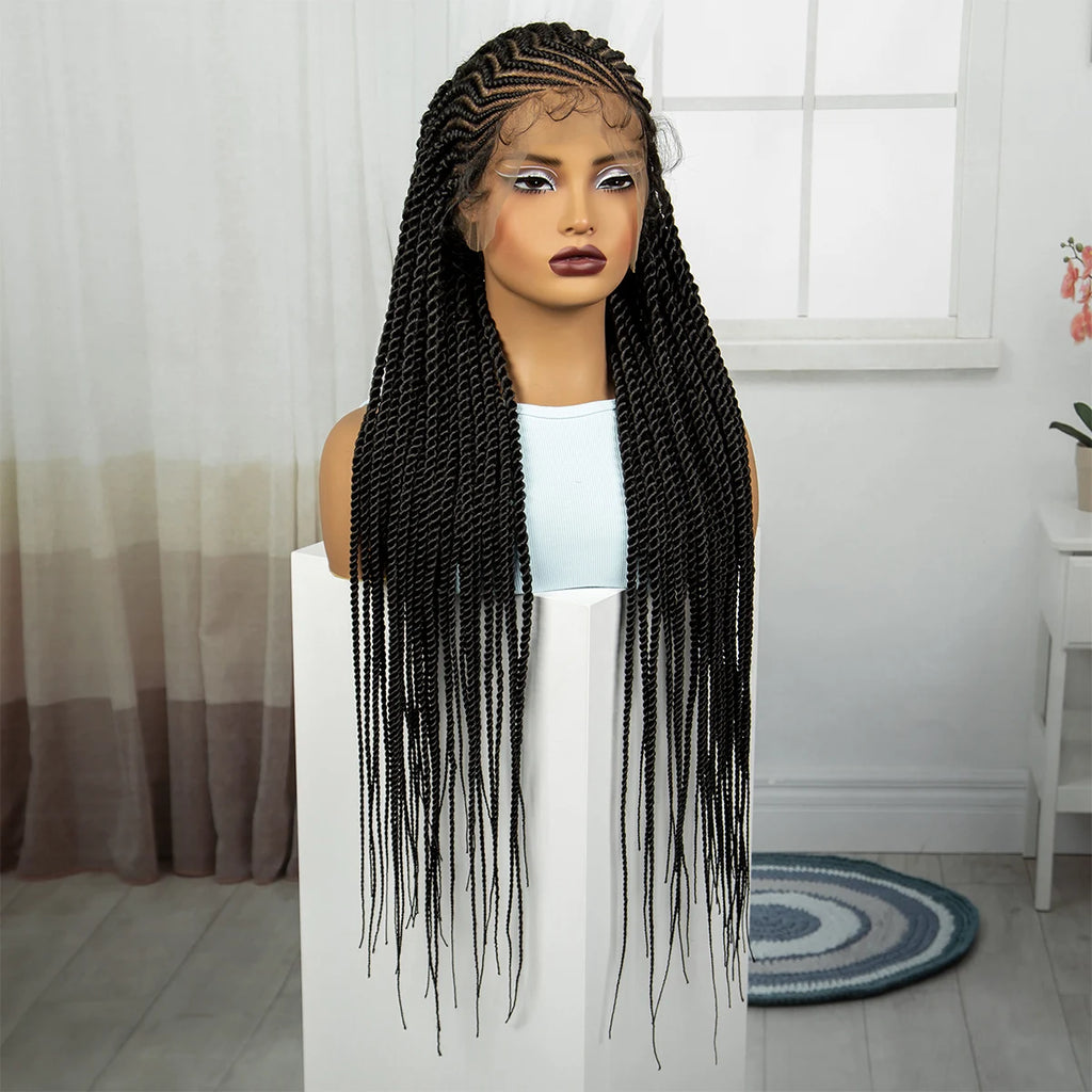MALAIKA Hair  HD Full Lace Cornrow Braided Wigs for Women Box Braid Wig With Baby Hair Back Knotless