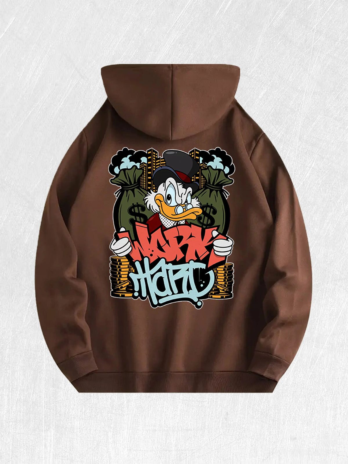 Work Hard  Duck Graphic Hoodie 100% Cotton US Warehouse 7 Colors
