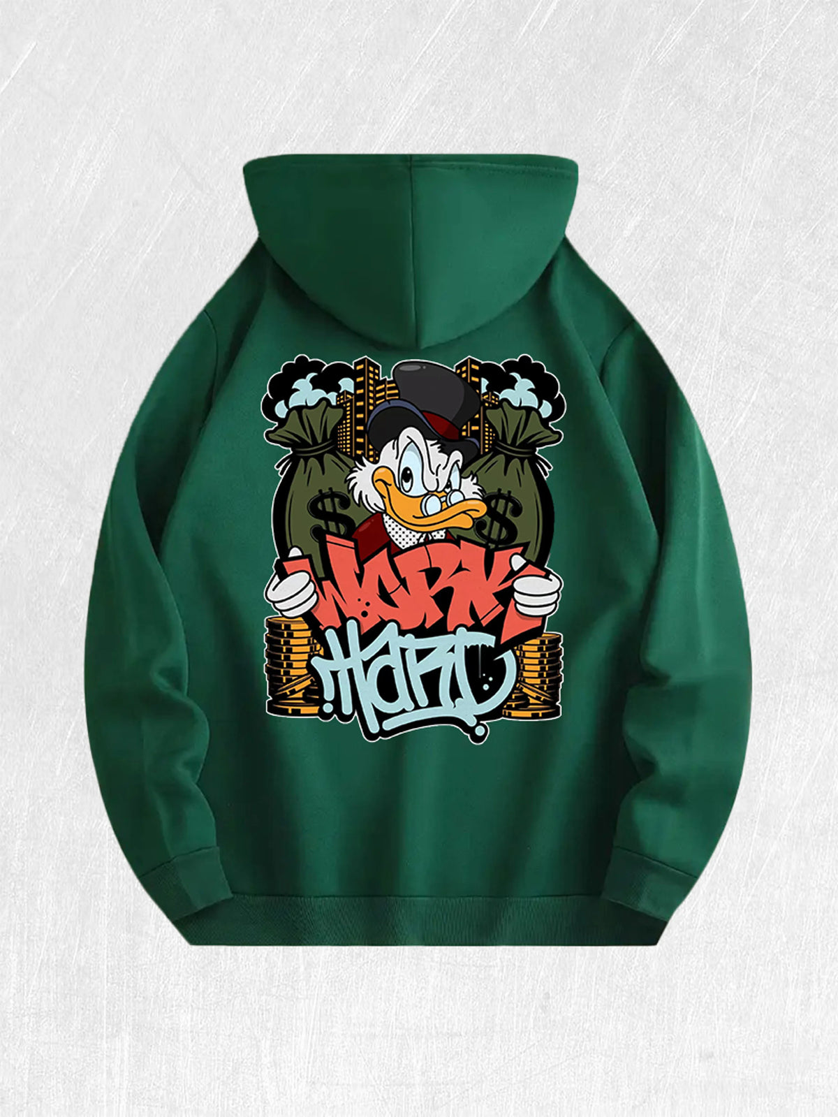 Work Hard  Duck Graphic Hoodie 100% Cotton US Warehouse 7 Colors
