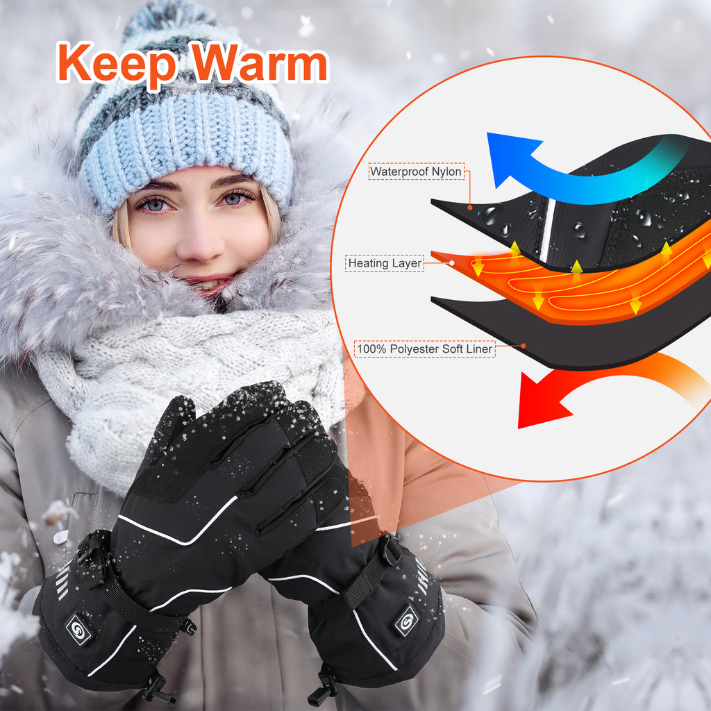 Winter Daily Soft Fleece Interior Strong Heat Output Snow Resistant Durable Design Long Time Battery Performance Heated Gloves