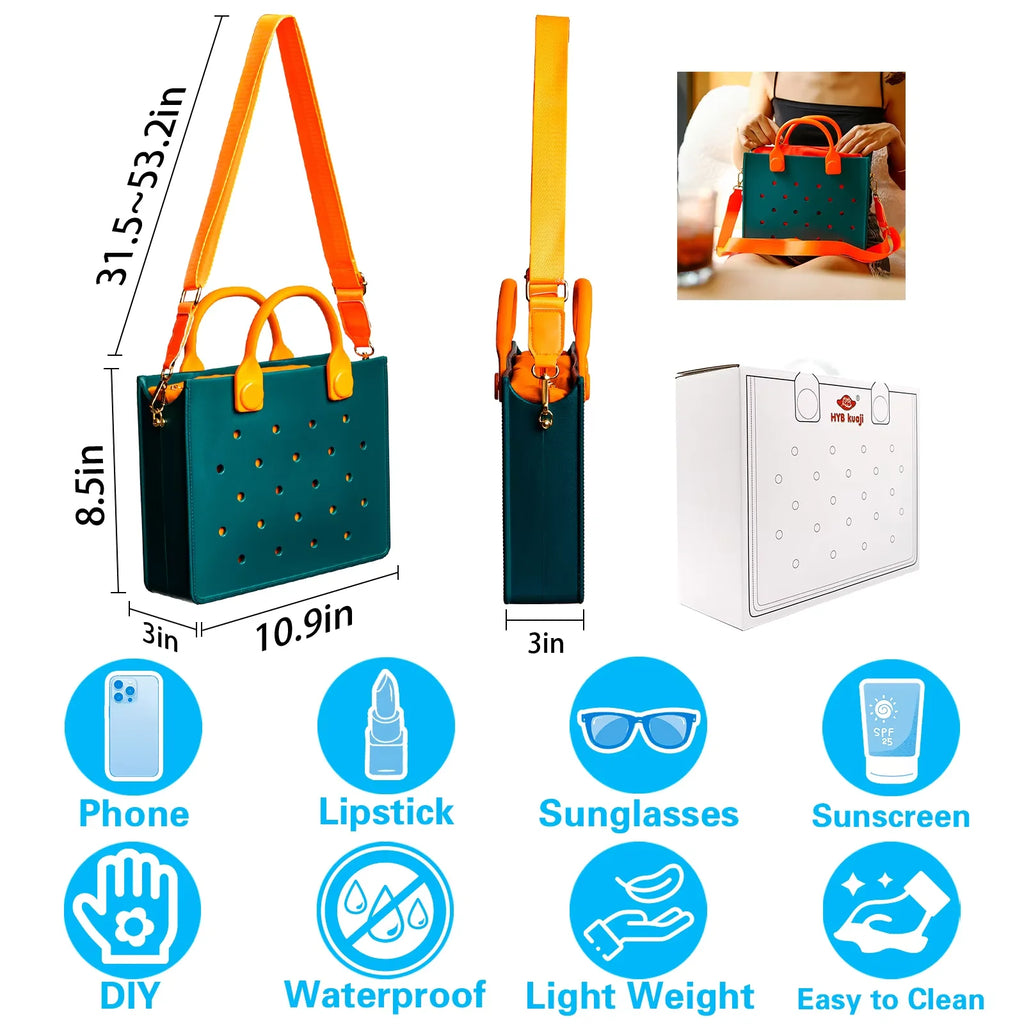 Wholesale Christmas EVA Tote Bag Colorful Waterproof Handbag with Punch Holes for Women Gift Holiday Christmas Cute Tote Bags