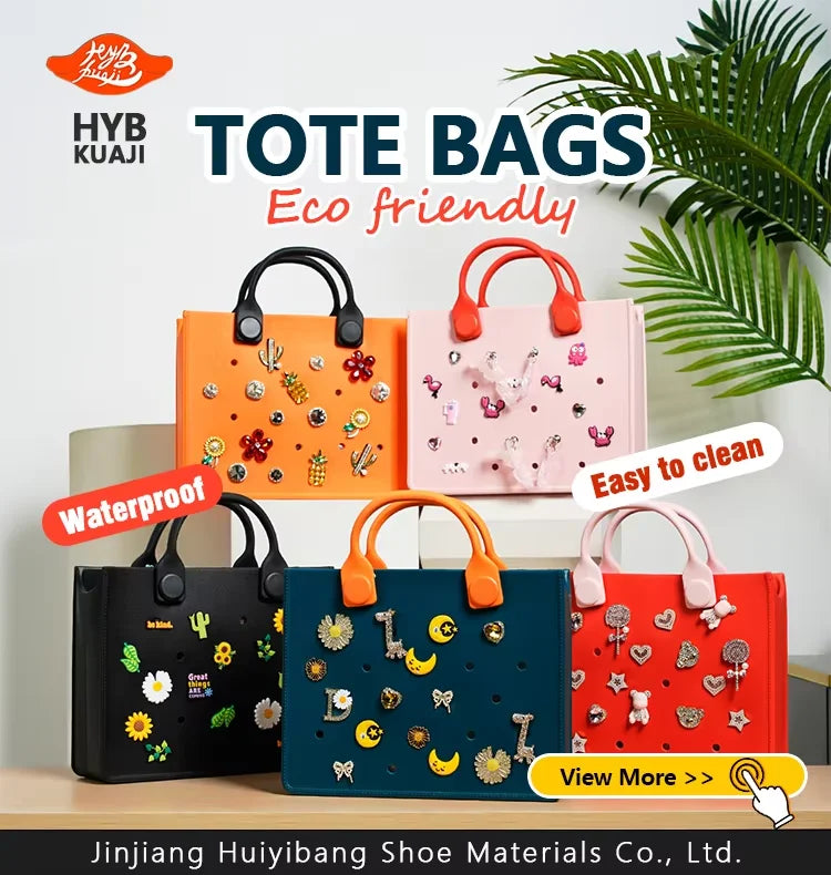 Wholesale Christmas EVA Tote Bag Colorful Waterproof Handbag with Punch Holes for Women Gift Holiday Christmas Cute Tote Bags
