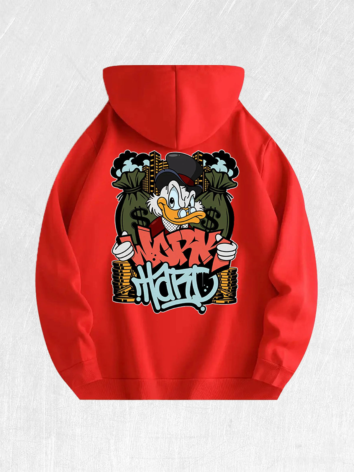 Work Hard  Duck Graphic Hoodie 100% Cotton US Warehouse 7 Colors