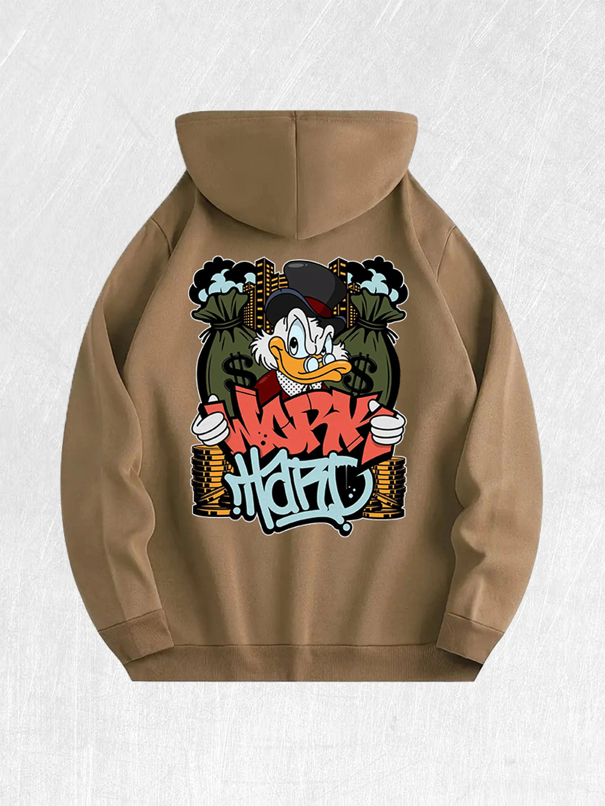 Work Hard  Duck Graphic Hoodie 100% Cotton US Warehouse 7 Colors