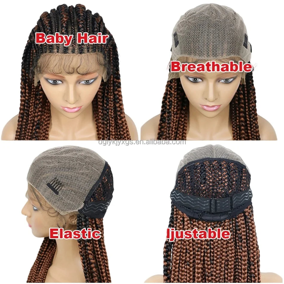 Hot Sales Synthetic Lace Wigs 13x9Inch Lace Front Braided Wigs Braid African With Baby Hair Box Braid Wigs for Women Hair